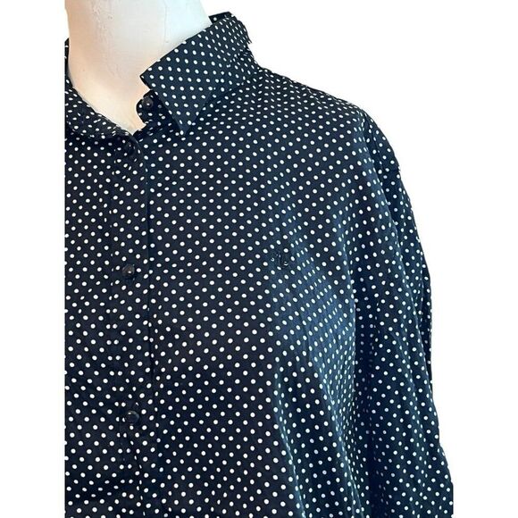 Lauren Ralph Lauren Ladies XL Black Polka Dot Button Front Shirt LRL Blouse - Picture 2 of 6